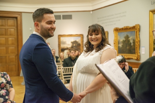 Photograph of Toby & Elizabeth Whittington getting married in Norwich Castle
